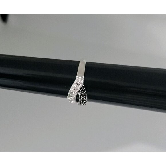 Holsted Midnight Ice 925 Sterling Silver CZ Black & White Stones Bypass Ring 6.5 - Picture 10 of 16